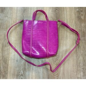 Elizabeth and James pink crossbody purse small tote croc print faux Y2K Style